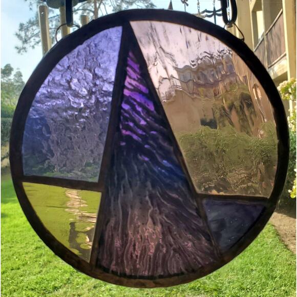 Stained Glass & Copper 6 Inch Suncatcher On Chain Window Hanging Memory Gift - Picture 2 of 7